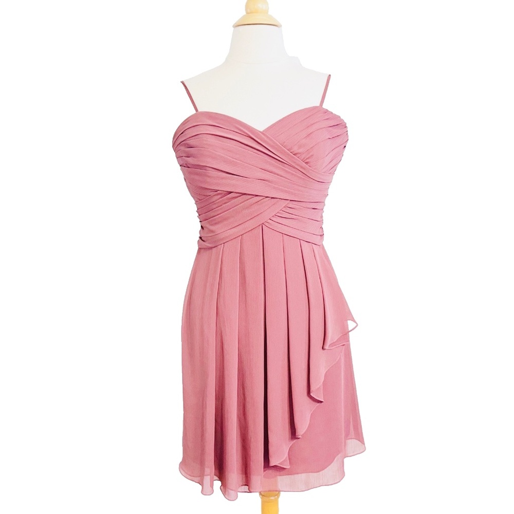 David's Bridal Sleeveless Bridesmaid Party Cocktail Prom Dress 10 Dusty Rose